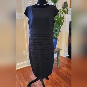 Sandra Darren Black Layered Midi Dress